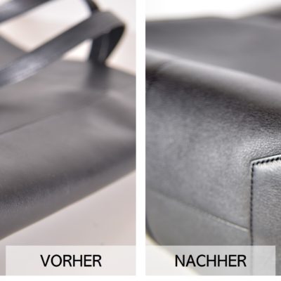 Taschenreparatur von EM BAG SPA - Beispiel Auffrischkur (abgenutzte Ecken und Bodenkanten)