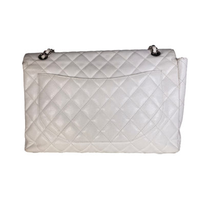 EMB 00221_Chanel_Classic_SingleFlap_Caviar_Silber_Weiß_Timeless
