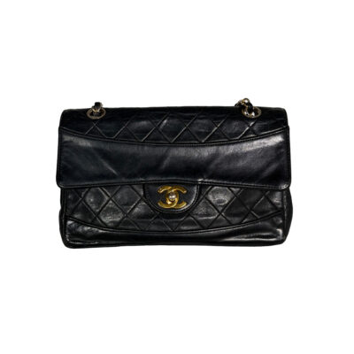 Vintage Chanel Single Flap Bag_Schwarz_Lammleder_Gold_CEMB 00079