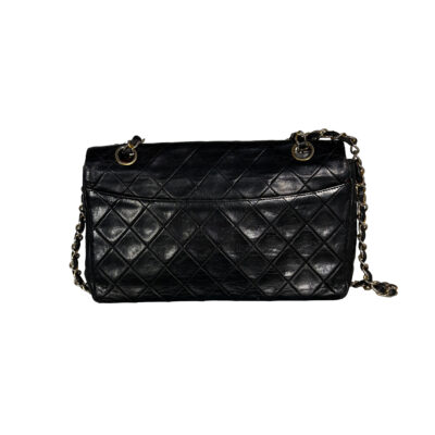 Vintage Chanel Single Flap Bag_Schwarz_Lammleder_Gold_CEMB 00079
