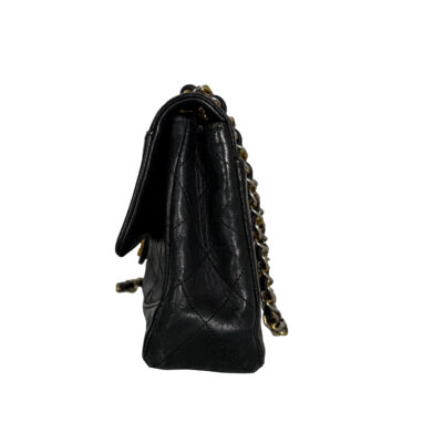 Vintage Chanel Single Flap Bag_Schwarz_Lammleder_Gold_CEMB 00079