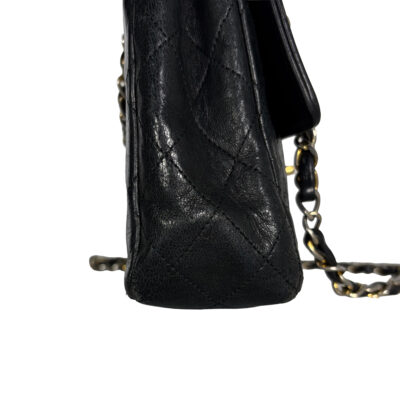 Vintage Chanel Single Flap Bag_Schwarz_Lammleder_Gold_CEMB 00079