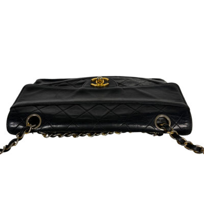 Vintage Chanel Single Flap Bag_Schwarz_Lammleder_Gold_CEMB 00079