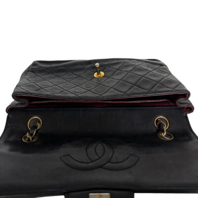 Vintage Chanel Single Flap Bag_Schwarz_Lammleder_Gold_CEMB 00079